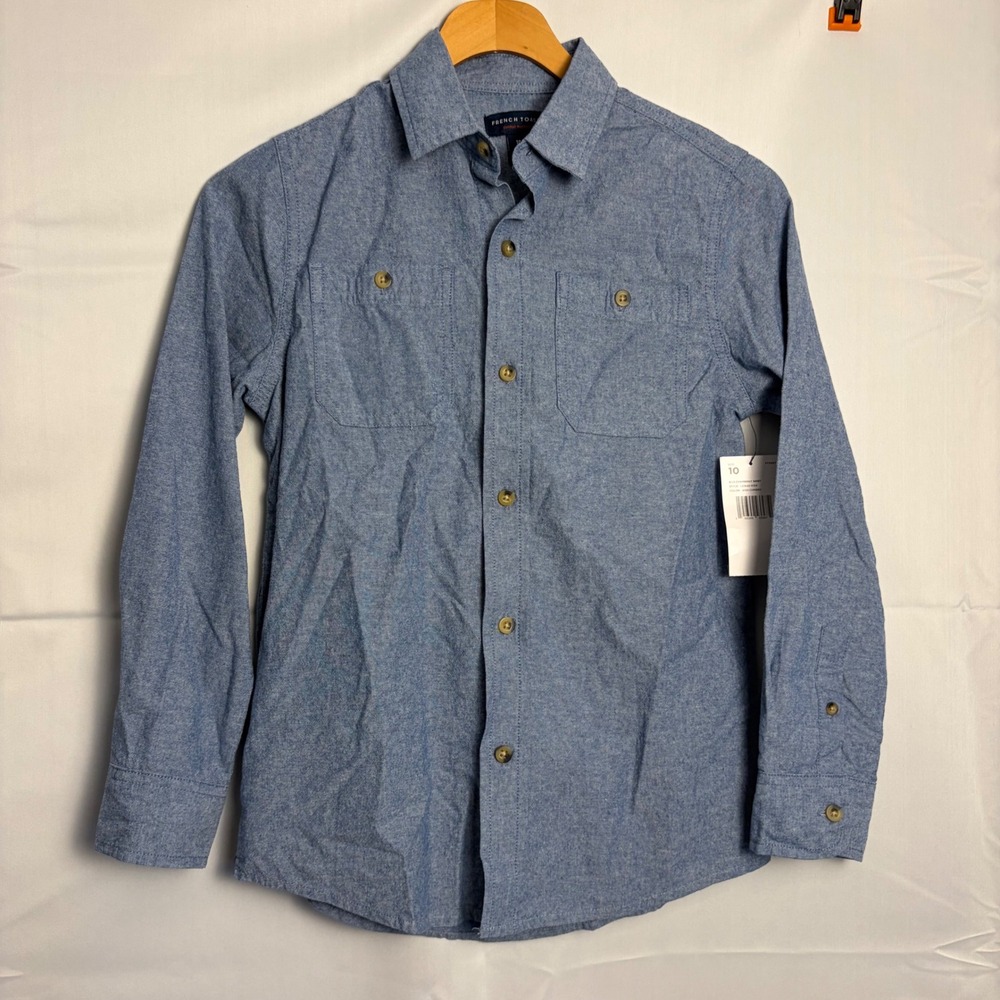 French Toast Boys LS Chambray Shirt Blue Button Down LE1642 N124 Size 10 NEW